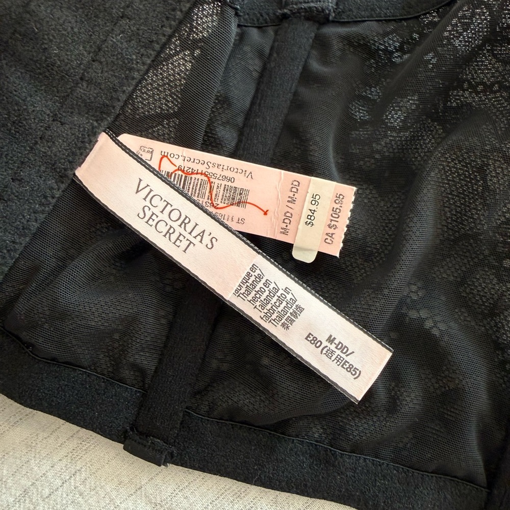 NWT Victoria's Secret Dream Angel Black Lace Corset Bra Top M-DD - Picture 4 of 7
